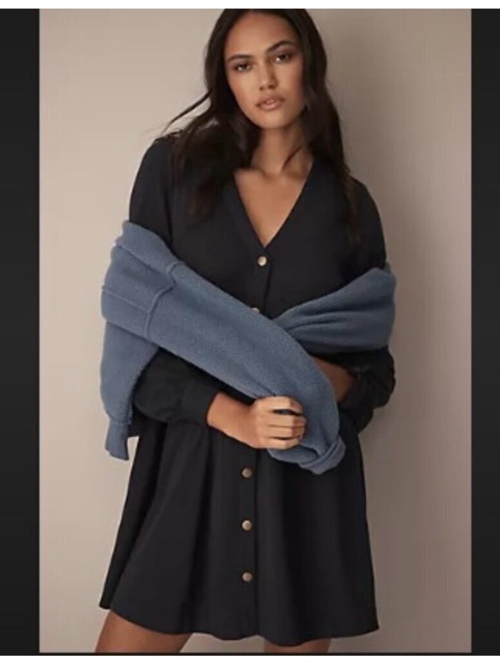 Anthropologie Sundays Clifton V-Neck Sweater Wrap in Dusty Blue